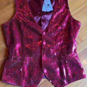 Sparkling Red Sequin Vest size Medium